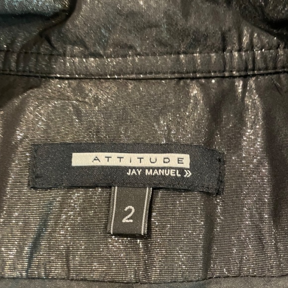 Attitude by Jay Manuel Silver Metallic Trench Coat Size 2 - Picture 7 of 8